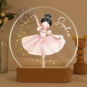 Personalized Acrylic Ballerina Led Night Light: Ballet Dancer Baby Nursery Decoration