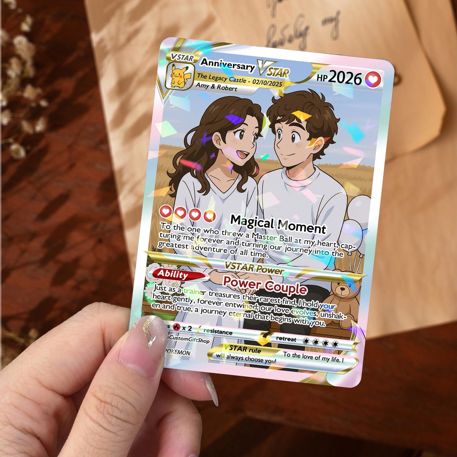 Personalized Anniversary Card, Custom Photo Anime Wedding Card, Anniversary Gift, Custom Card for Couple, Gift for Him, Gift for Her