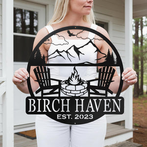 Custom Beach Campfire Sign | Sunset Beach Nautical Decor, Personalized Camping Gifts, Outdoor Decor Cabin Sign, Campsite Sign, Coastal Decor