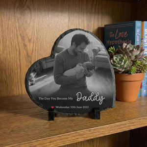 Personalized Day You Became My Daddy Stone Gift, First Fathers Day Gift From Baby, Stone Sign Gift For New Dad, First Time Fathers Day Gifts