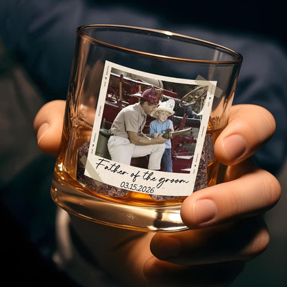 Personalized Gift for Father of the Bride, Father of the Groom, Custom Photo Whiskey Glass, Wedding Keepsake, Gift for Dad, Dad Grandpa Gift