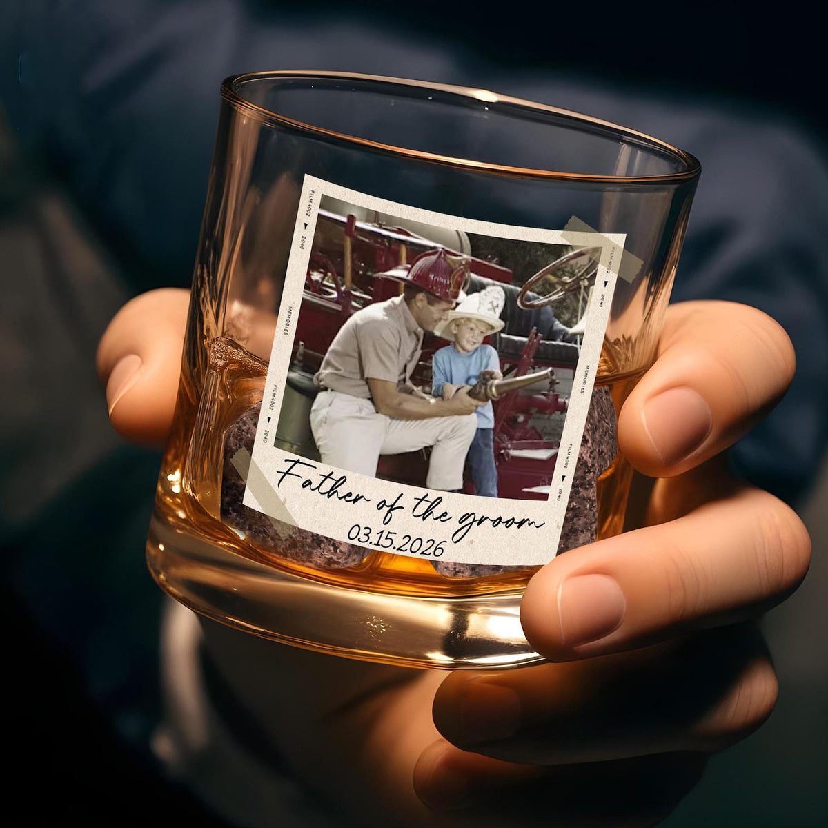 Personalized Gift for Father of the Bride, Father of the Groom, Custom Photo Whiskey Glass, Wedding Keepsake, Gift for Dad, Dad Grandpa Gift