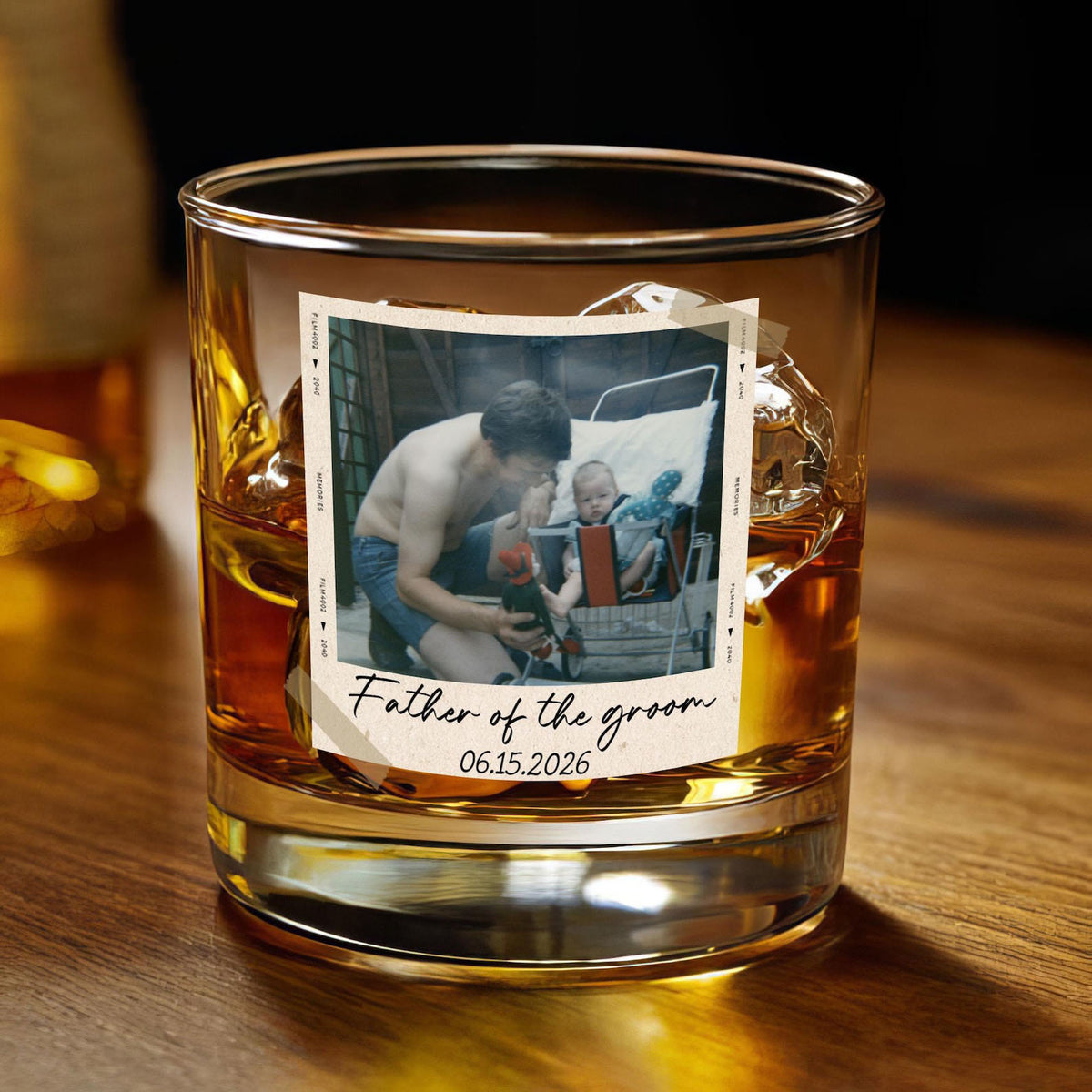 Personalized Gift for Father of the Bride, Father of the Groom, Custom Photo Whiskey Glass, Wedding Keepsake, Gift for Dad, Dad Grandpa Gift