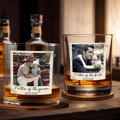 Personalized Gift for Father of the Bride, Father of the Groom, Custom Photo Whiskey Glass, Wedding Keepsake, Gift for Dad, Dad Grandpa Gift