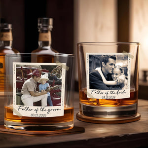 Personalized Gift for Father of the Bride, Father of the Groom, Custom Photo Whiskey Glass, Wedding Keepsake, Gift for Dad, Dad Grandpa Gift