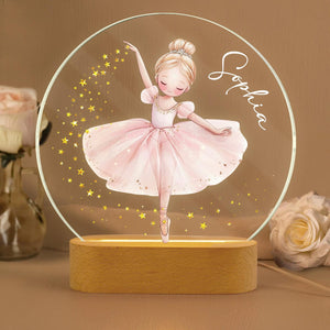 Personalized Acrylic Ballerina Led Night Light: Ballet Dancer Baby Nursery Decoration