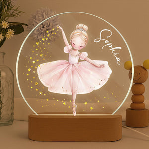 Personalized Acrylic Ballerina Led Night Light: Ballet Dancer Baby Nursery Decoration