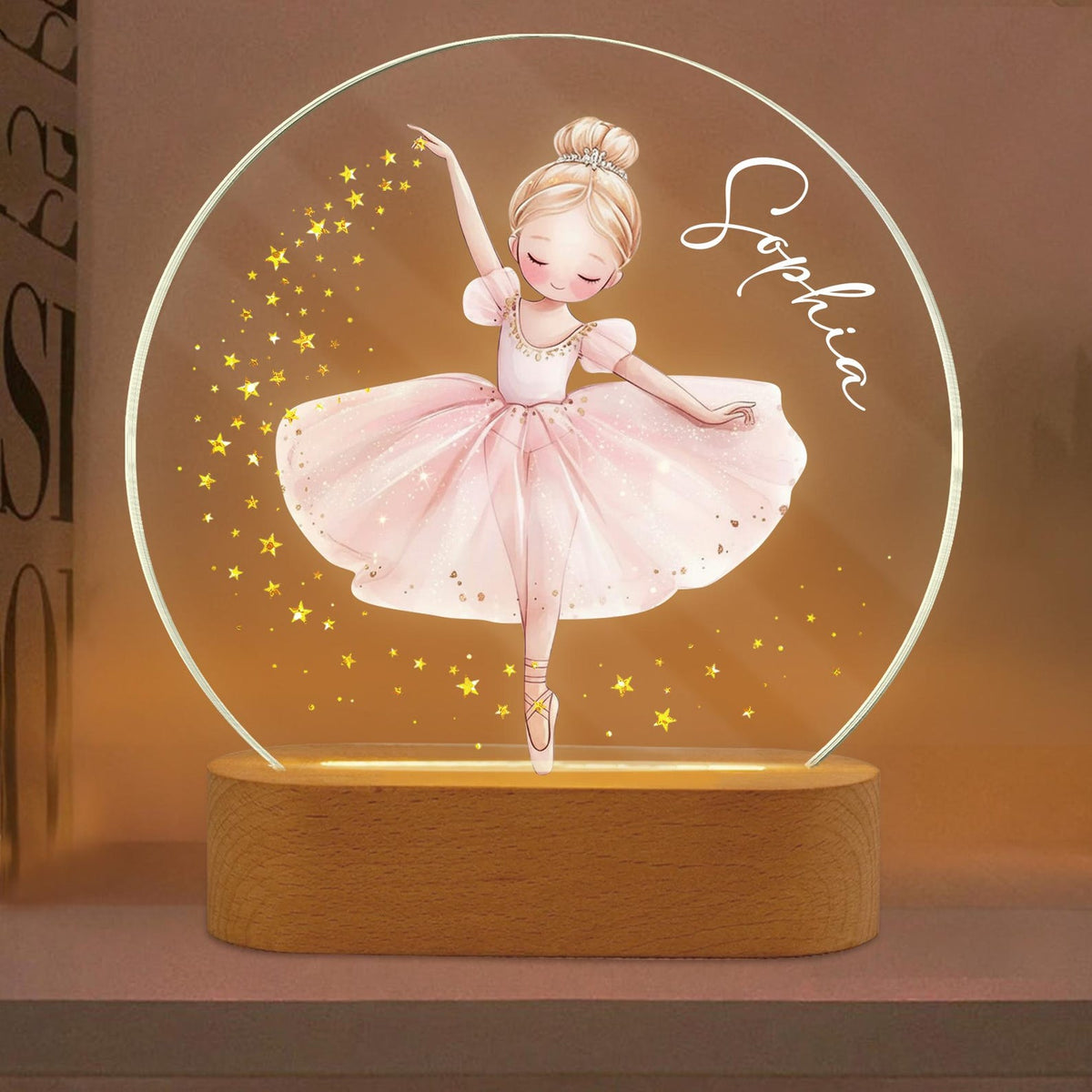 Personalized Acrylic Ballerina Led Night Light: Ballet Dancer Baby Nursery Decoration