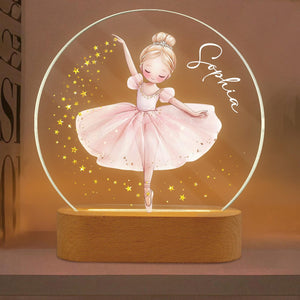 Personalized Acrylic Ballerina Led Night Light: Ballet Dancer Baby Nursery Decoration