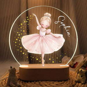 Personalized Acrylic Ballerina Led Night Light: Ballet Dancer Baby Nursery Decoration