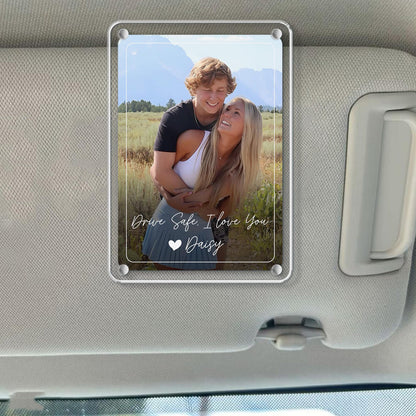 Custom Photo Car Visor Clip, Drive Safe Daddy Sun Visor Clip, Fathers Day Gift For Dad, Photo Frame Husband Gift, Grandpa Gift
