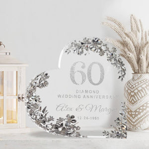 Custom 60th Anniversary Acrylic Block Diamond Wedding Table Decor, Anniversary Gift , Diamond Anniversary , Gift For Couple