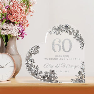 Custom 60th Anniversary Acrylic Block Diamond Wedding Table Decor, Anniversary Gift , Diamond Anniversary , Gift For Couple