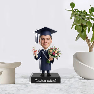 Custom Acrylic Block: Graduation Figurine with Personalized Face and School Name