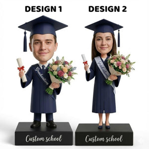 Custom Acrylic Block: Graduation Figurine with Personalized Face and School Name