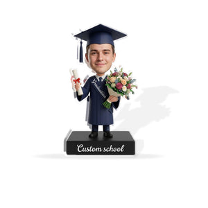 Custom Acrylic Block: Graduation Figurine with Personalized Face and School Name