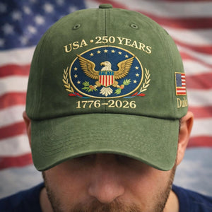 Embroidered United States 250th Anniversary Wash Cap, Custom Name 1776 2026 Eagle Cap, US Flag Veteran Gift United States 250th, Usa Pride