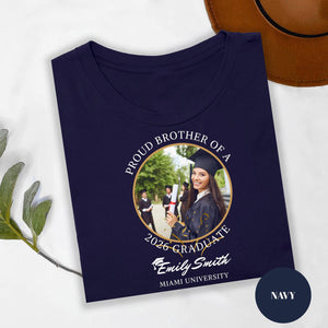 Personalized Graduation Shirts, Proud Father A 2026 Graduate T-Shirt, Custom Proud 2026 Graduate Shirts, Add The Photo Graduation Shirt