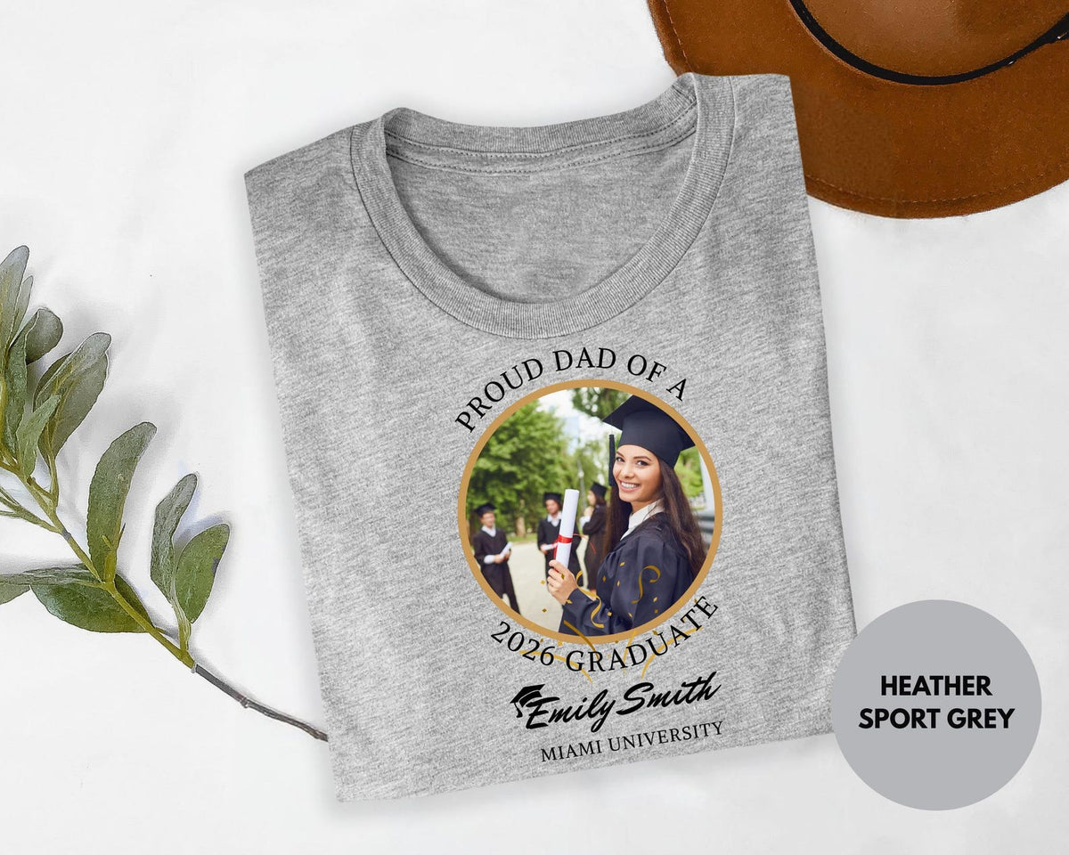 Personalized Graduation Shirts, Proud Father A 2026 Graduate T-Shirt, Custom Proud 2026 Graduate Shirts, Add The Photo Graduation Shirt