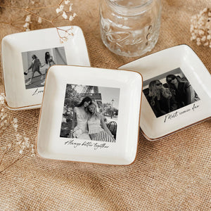 Custom Bestie Photo Jewelry Holder, Personalized Trinket Tray, Gift for Sister, Ceramic Ring Dishes, Personalized Gift, Soul Sister Gifts