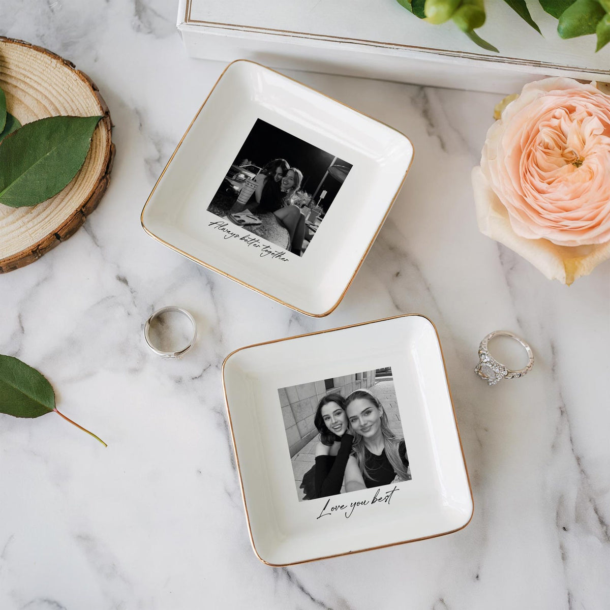 Custom Bestie Photo Jewelry Holder, Personalized Trinket Tray, Gift for Sister, Ceramic Ring Dishes, Personalized Gift, Soul Sister Gifts