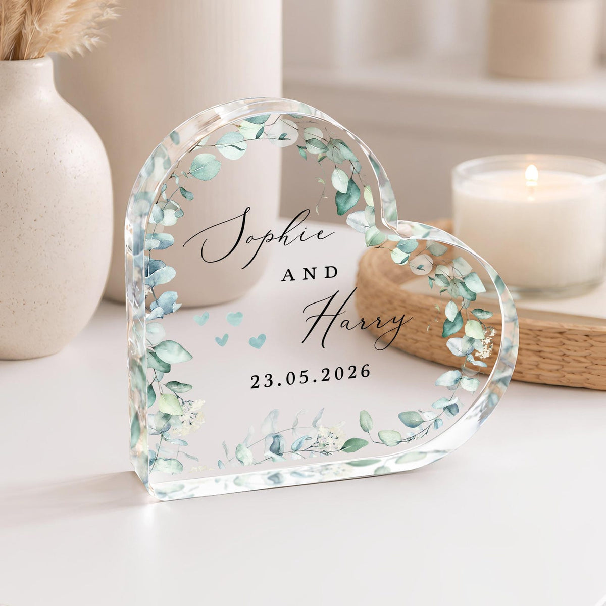 Personalised Wedding Heart Plaque, Anniversary Gift Mr & Mrs Keepsake, Engagement Gift