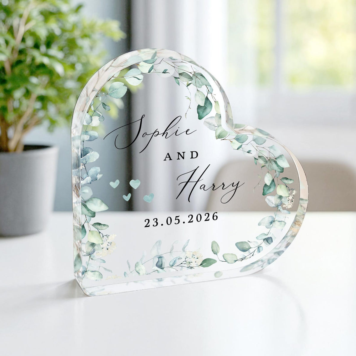 Personalised Wedding Heart Plaque, Anniversary Gift Mr & Mrs Keepsake, Engagement Gift