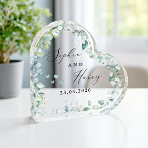 Personalised Wedding Heart Plaque, Anniversary Gift Mr & Mrs Keepsake, Engagement Gift