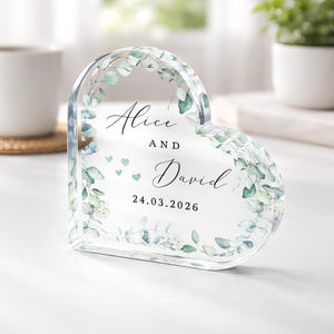 Personalised Wedding Heart Plaque, Anniversary Gift Mr & Mrs Keepsake, Engagement Gift