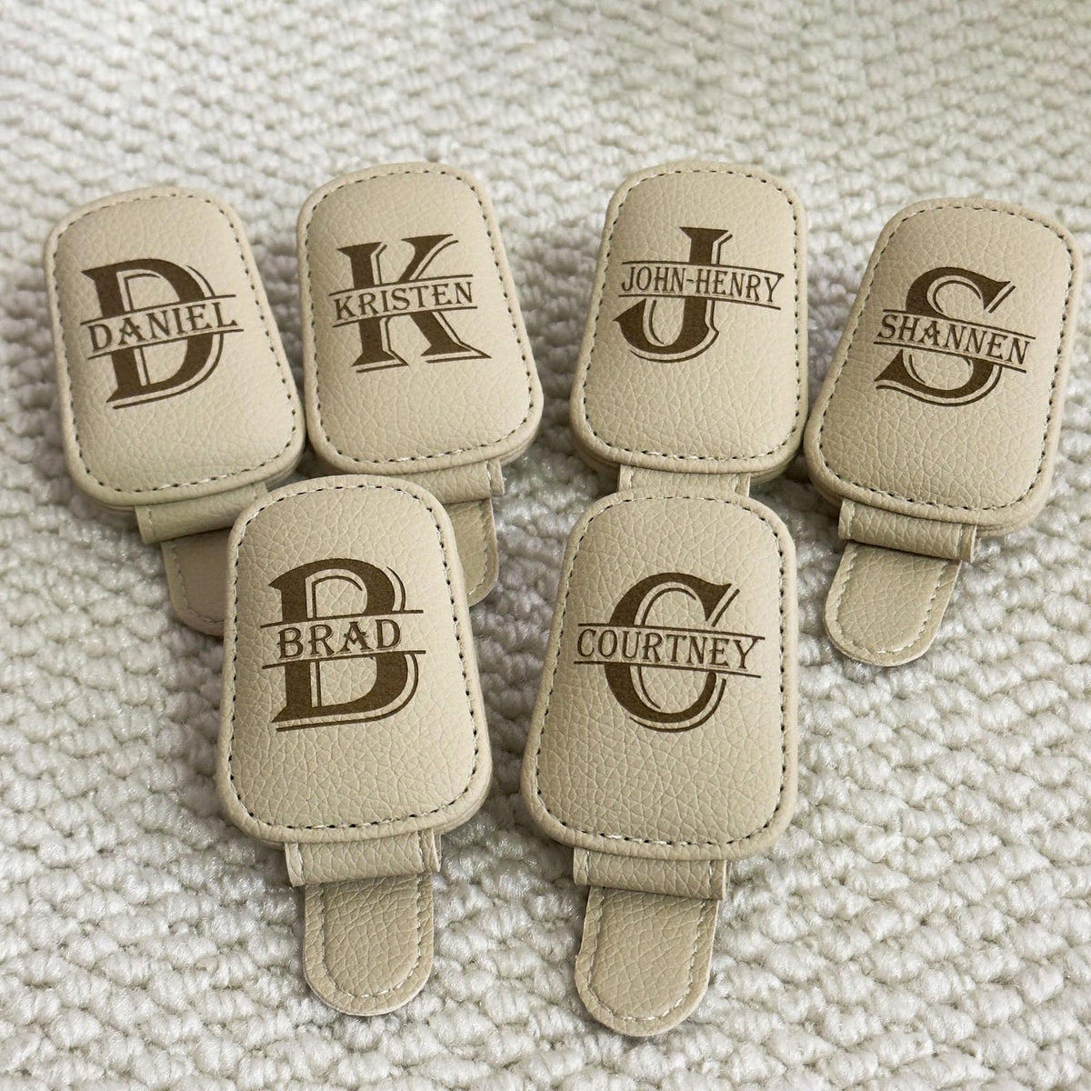 Custom Car Visor Sunglasses Holder, Personalized PU Leather Magnetic Glasses Clip,Car Decoration Gifts