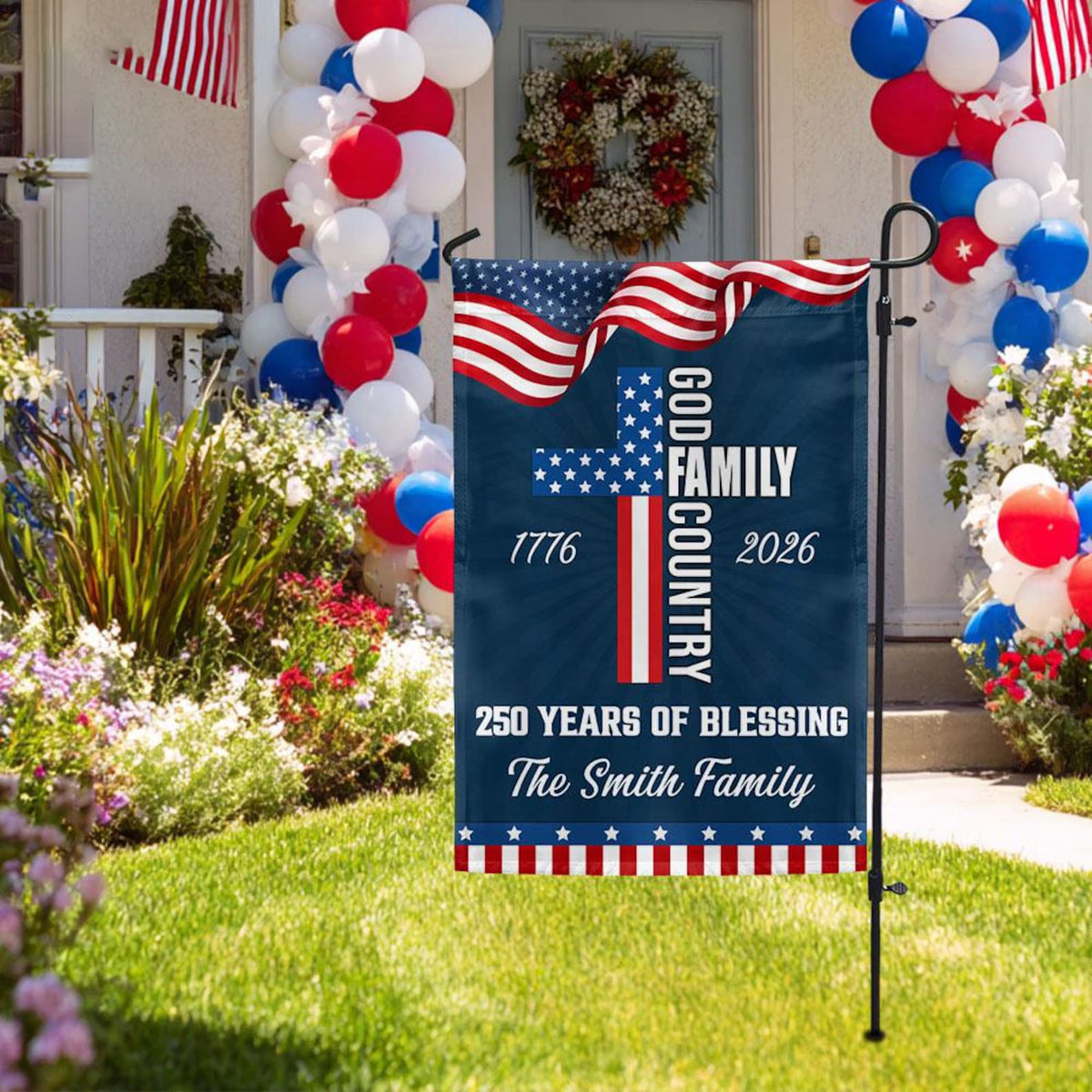 Personalized 250 Years of Blessing Garden Flag,Patriotic 1776-2026,Independence Day,America 250th Anniversary,4th of July House Garden Flag