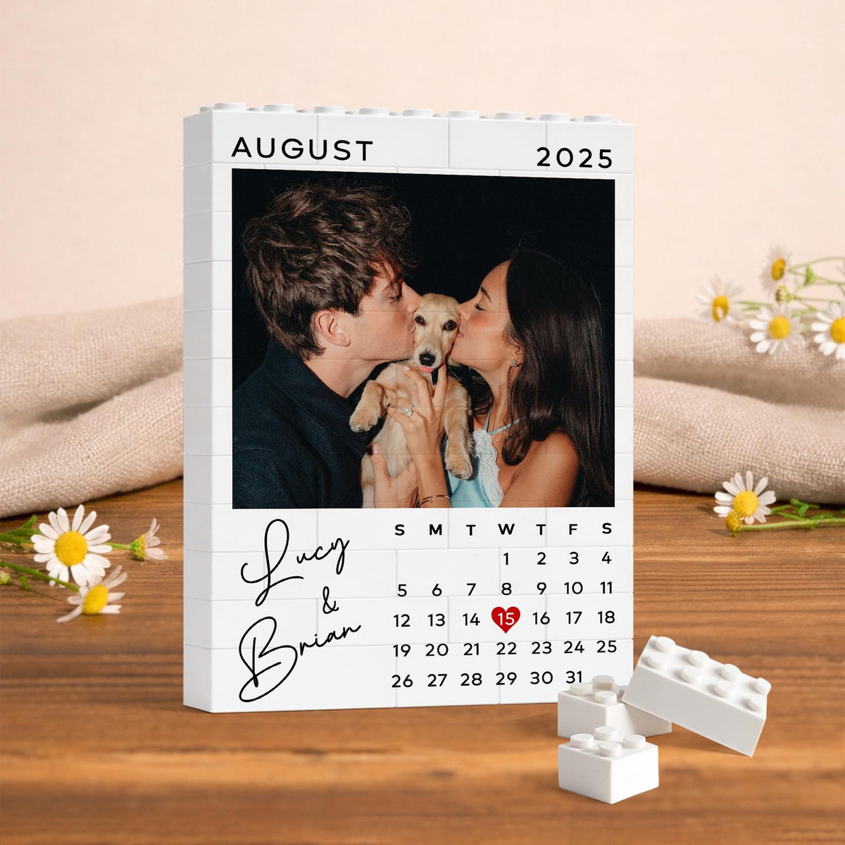 Personalized Dad Photo Building Block, Anniversary Gift for Him, Calendar Bricks Puzzle , Gift For Husband, Gift For Boyfriend