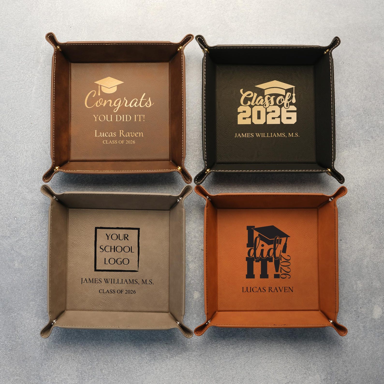 Graduation Gifts for Him, Personalized College PHD Doctor Graduation Gifts, Engraved Valet Tray, Custom Catch-all Tray, Gifts for Graduation