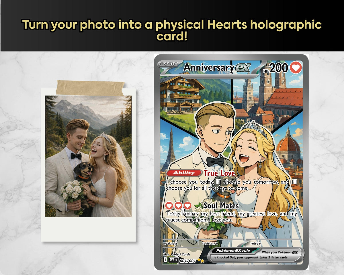 Personalized Relationship PKM Card, Custom Birthday Photo Art Card, Wedding & Anniversary Photo to Holo Card, Gift For Dad, New Dad Gift
