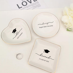 Personalized Name Graduation Jewelry Dish, Graduation Gift,2026 Class of College Graduation Gift, PHD Graduation Present, Custom Gift for Her
