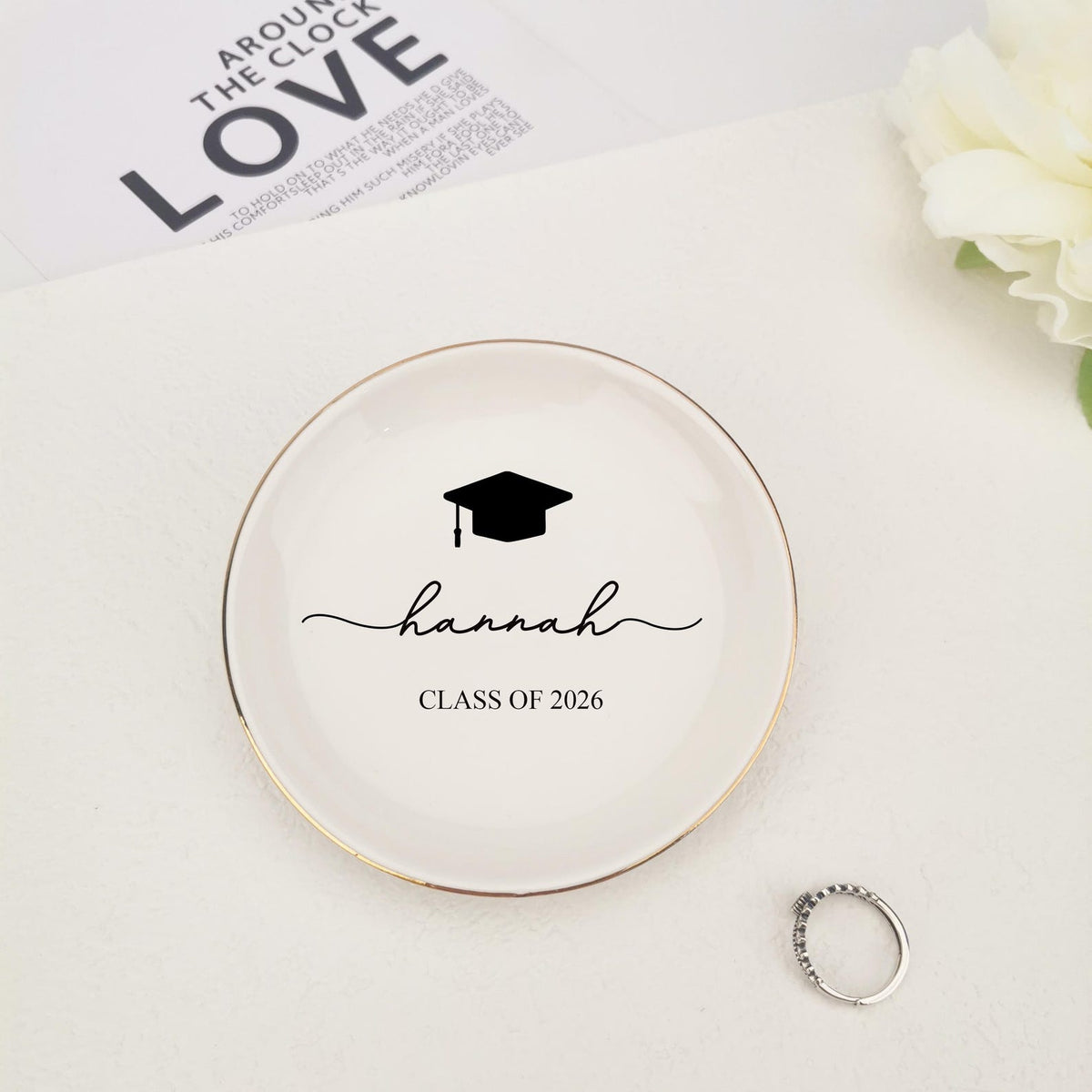 Personalized Name Graduation Jewelry Dish, Graduation Gift,2026 Class of College Graduation Gift, PHD Graduation Present, Custom Gift for Her