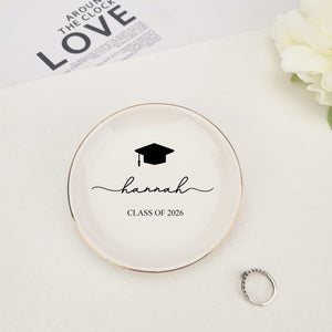 Personalized Name Graduation Jewelry Dish, Graduation Gift,2026 Class of College Graduation Gift, PHD Graduation Present, Custom Gift for Her