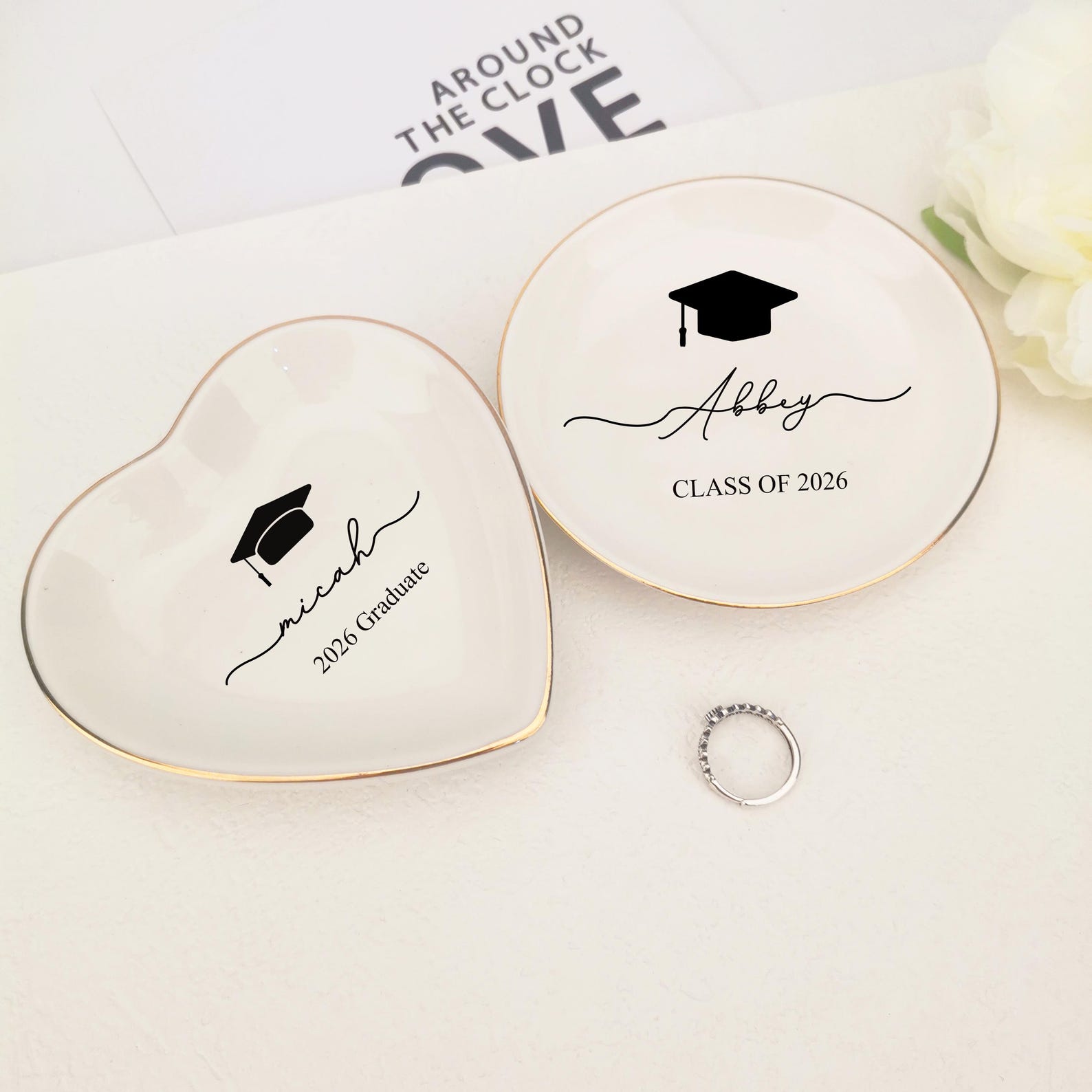 Personalized Name Graduation Jewelry Dish, Graduation Gift,2026 Class of College Graduation Gift, PHD Graduation Present, Custom Gift for Her