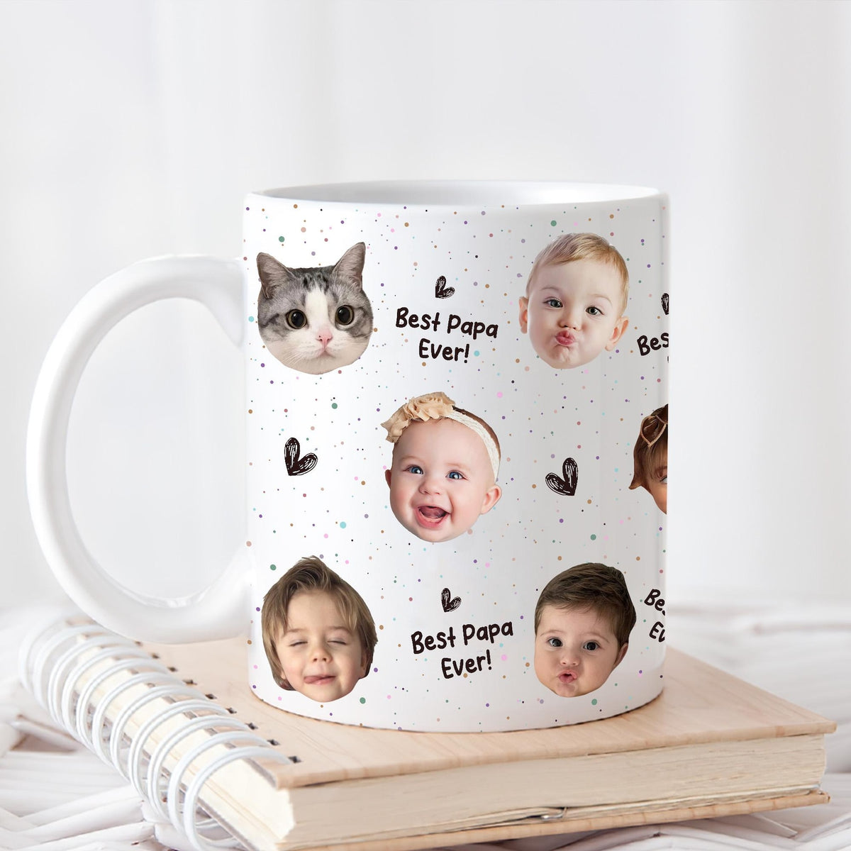 Custom Kids Photo Coffee Mug, Best Dad Mug, Baby Face Ceramic Mug, Funny Dad Gift, Kids Face Mug for Mom Grandma