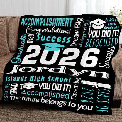 2026 Graduation Blanket,Personalized Graduation Blanket,Senior Graduation Gift,Custom Text Graduation Blanket Gift for Her,Him,Class of 2026