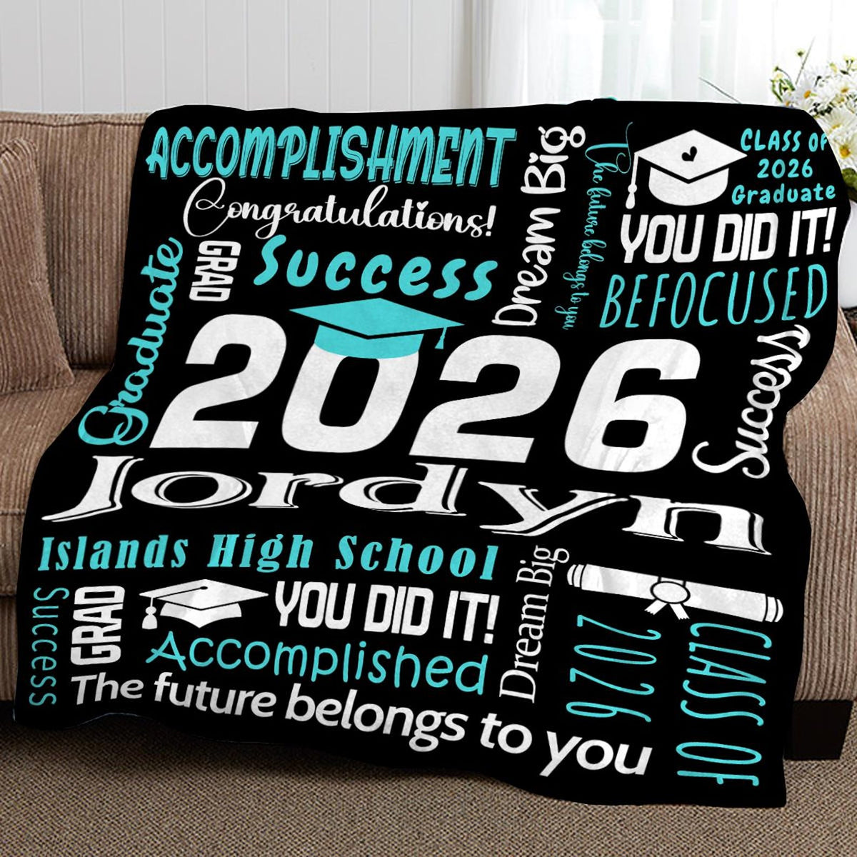 2026 Graduation Blanket,Personalized Graduation Blanket,Senior Graduation Gift,Custom Text Graduation Blanket Gift for Her,Him,Class of 2026