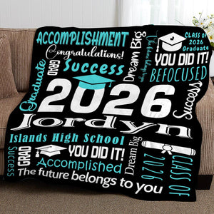 2026 Graduation Blanket,Personalized Graduation Blanket,Senior Graduation Gift,Custom Text Graduation Blanket Gift for Her,Him,Class of 2026