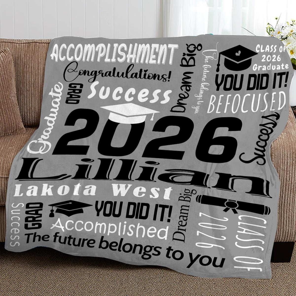 2026 Graduation Blanket,Personalized Graduation Blanket,Senior Graduation Gift,Custom Text Graduation Blanket Gift for Her,Him,Class of 2026