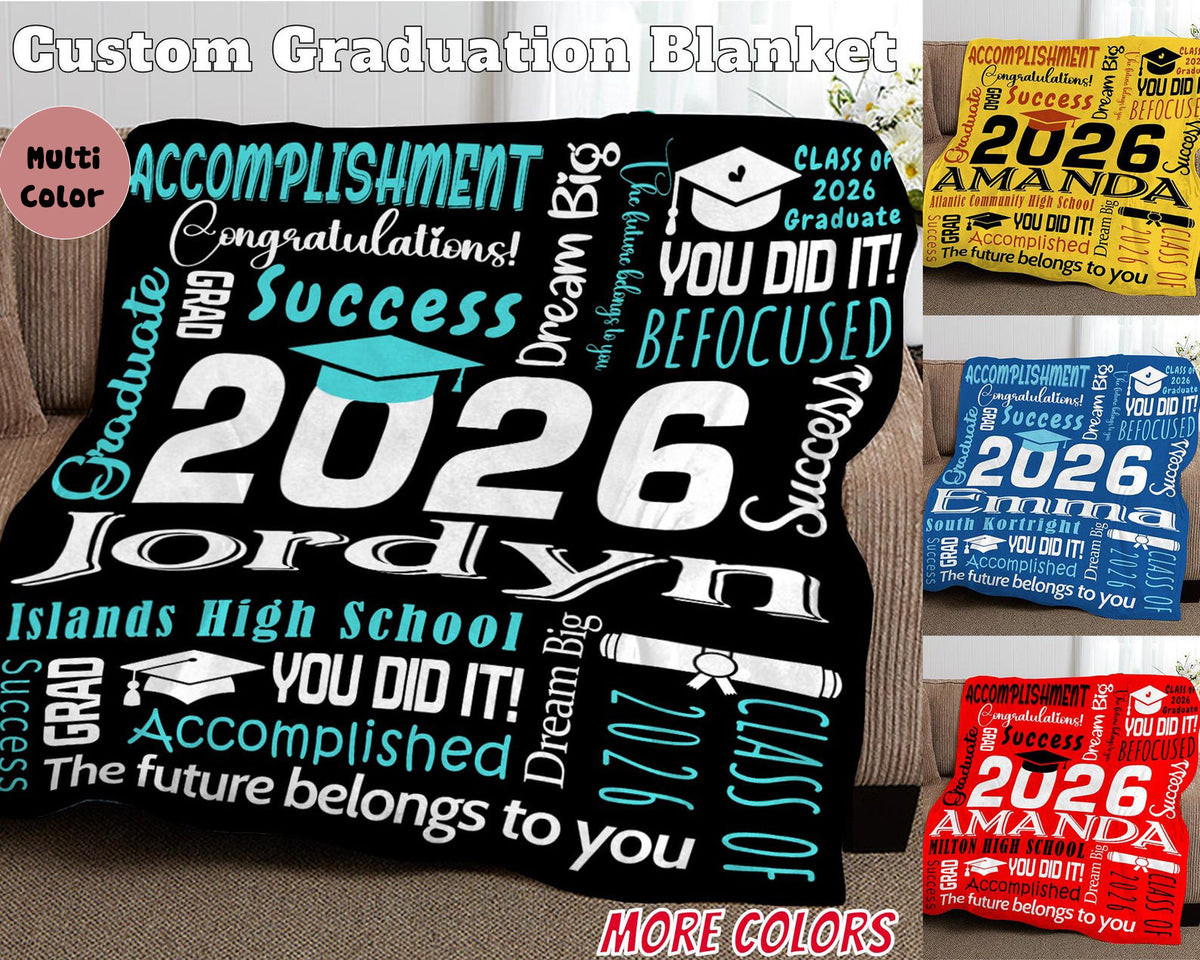 2026 Graduation Blanket,Personalized Graduation Blanket,Senior Graduation Gift,Custom Text Graduation Blanket Gift for Her,Him,Class of 2026
