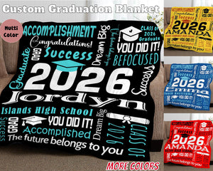 2026 Graduation Blanket,Personalized Graduation Blanket,Senior Graduation Gift,Custom Text Graduation Blanket Gift for Her,Him,Class of 2026