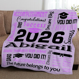 2026 Graduation Blanket,Personalized Graduation Blanket,Senior Graduation Gift,Custom Text Graduation Blanket Gift for Her,Him,Class of 2026