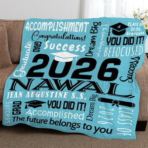 2026 Graduation Blanket,Personalized Graduation Blanket,Senior Graduation Gift,Custom Text Graduation Blanket Gift for Her,Him,Class of 2026