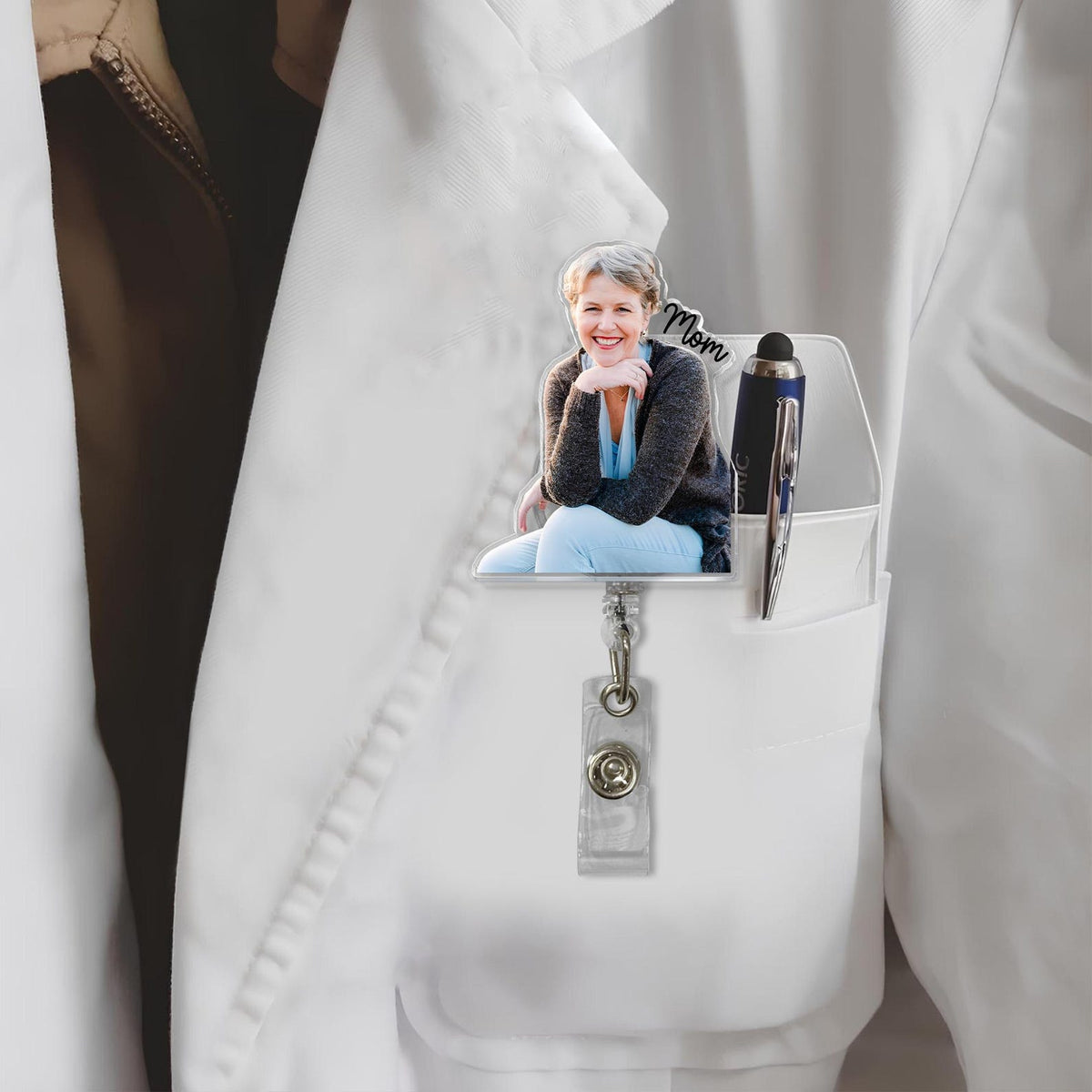 Personalized Photo Badge Reel, Retractable ID Holder, Custom Shape Badge Reel, Funny Badge Holder, Nurse Badge Charms