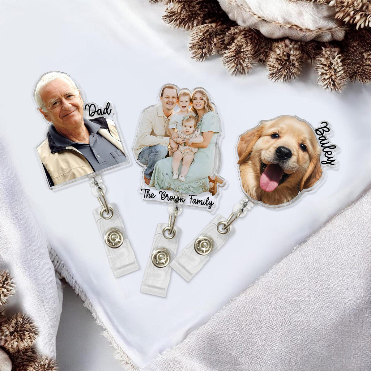Personalized Photo Badge Reel, Retractable ID Holder, Custom Shape Badge Reel, Funny Badge Holder, Nurse Badge Charms
