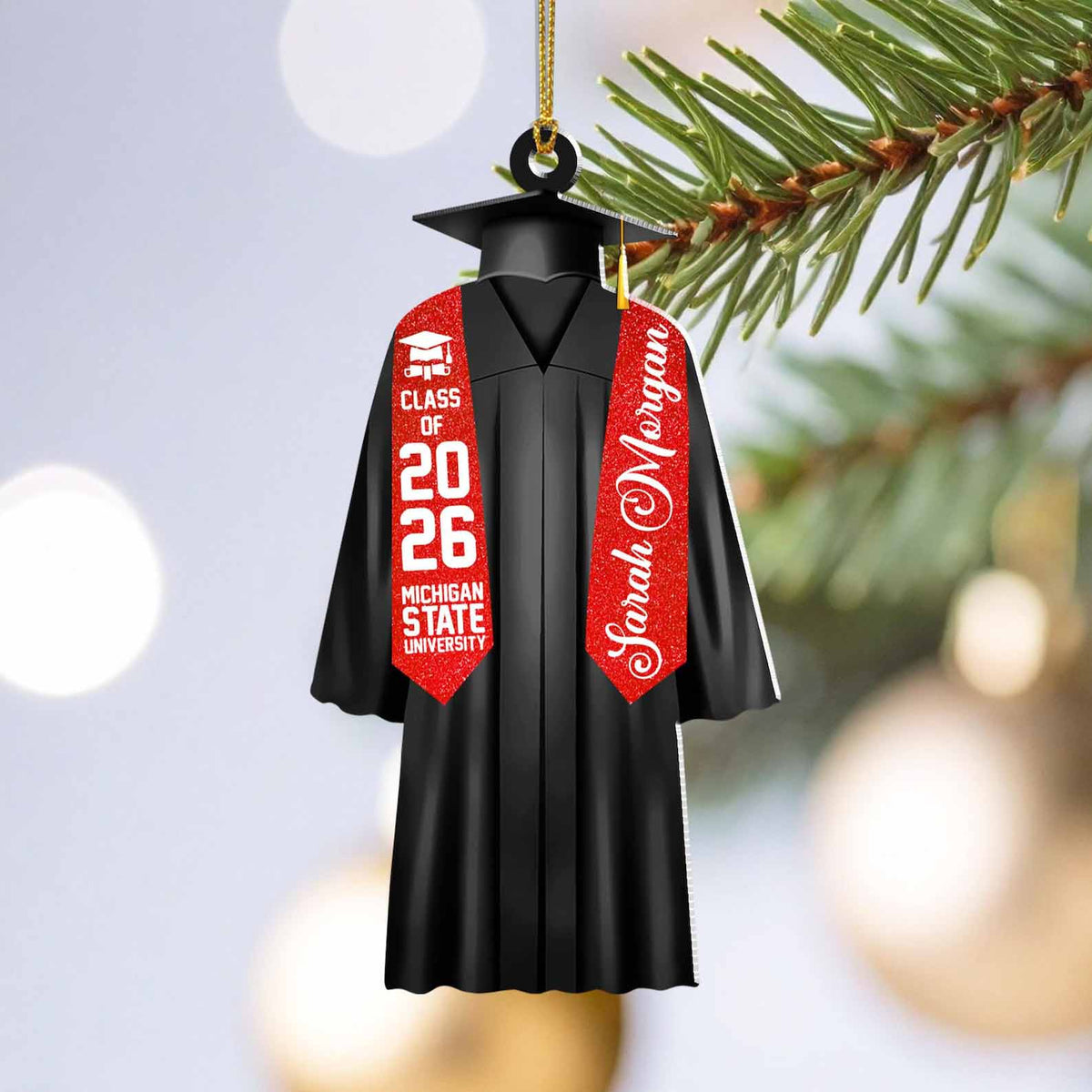 Personalized Graduation 2026 Acrylic Ornament with Cap and Gown, New Graduate Gift, High School